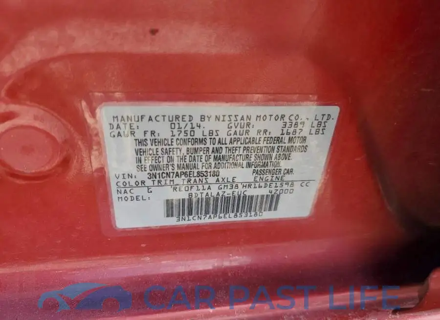 3N1CN7AP6EL853180# 12