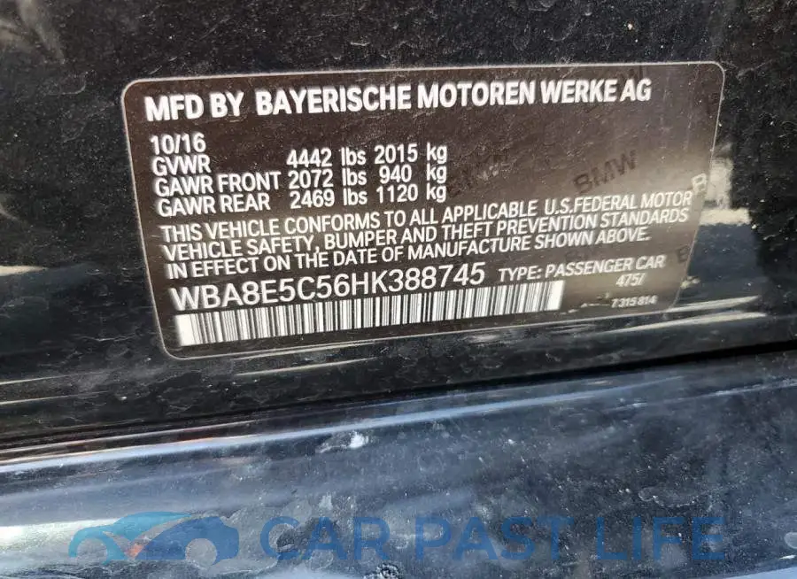 WBA8E5C56HK388745# 12