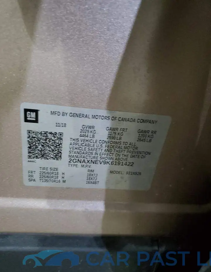 2GNAXNEV9K6191422# 13