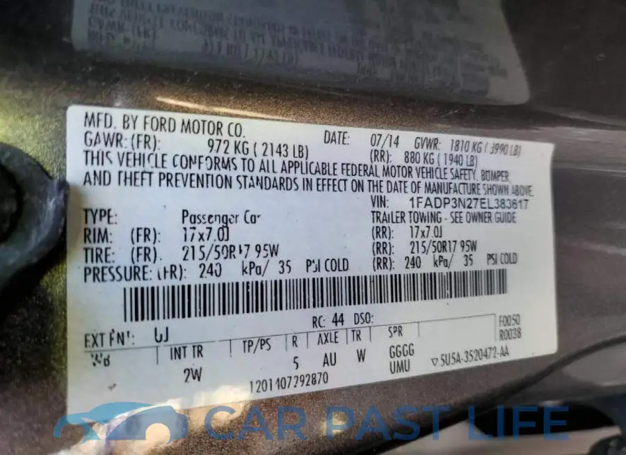 1FADP3N27EL383617# 12