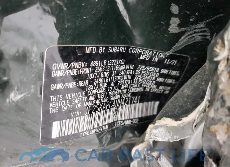JF2SKAPC4NH421741# 13