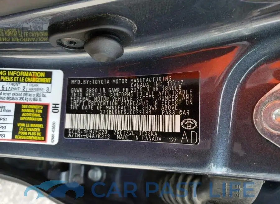 2T1BURHE9JC022491# 12