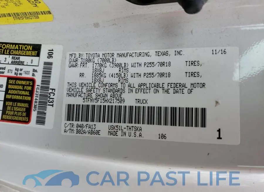 5TFNY5F15HX217509# 12