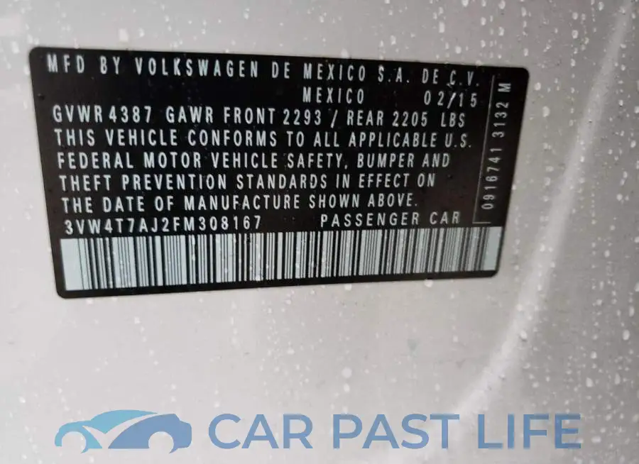 3VW4T7AJ2FM308167# 12