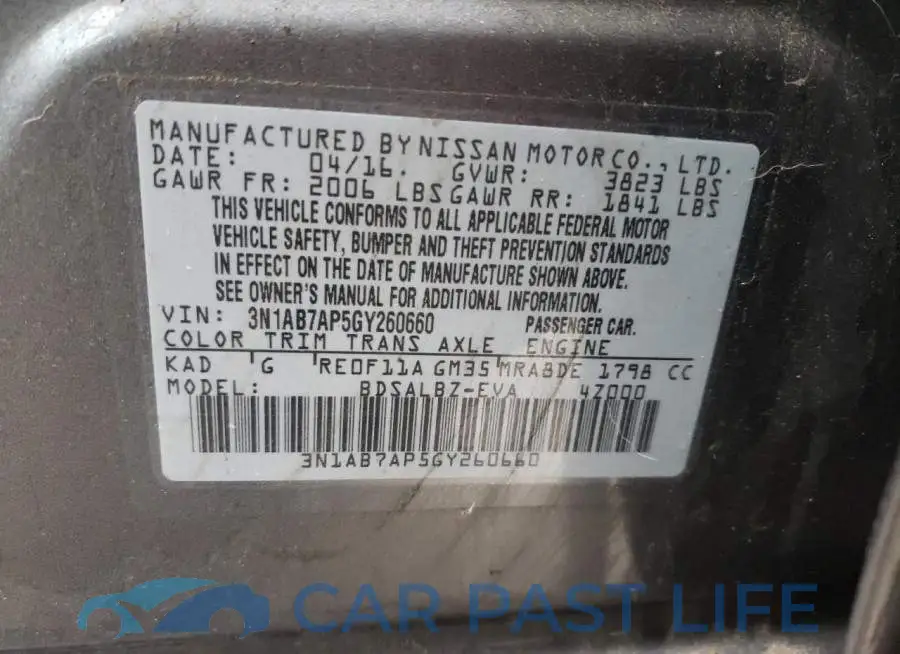 3N1AB7AP5GY260660# 12
