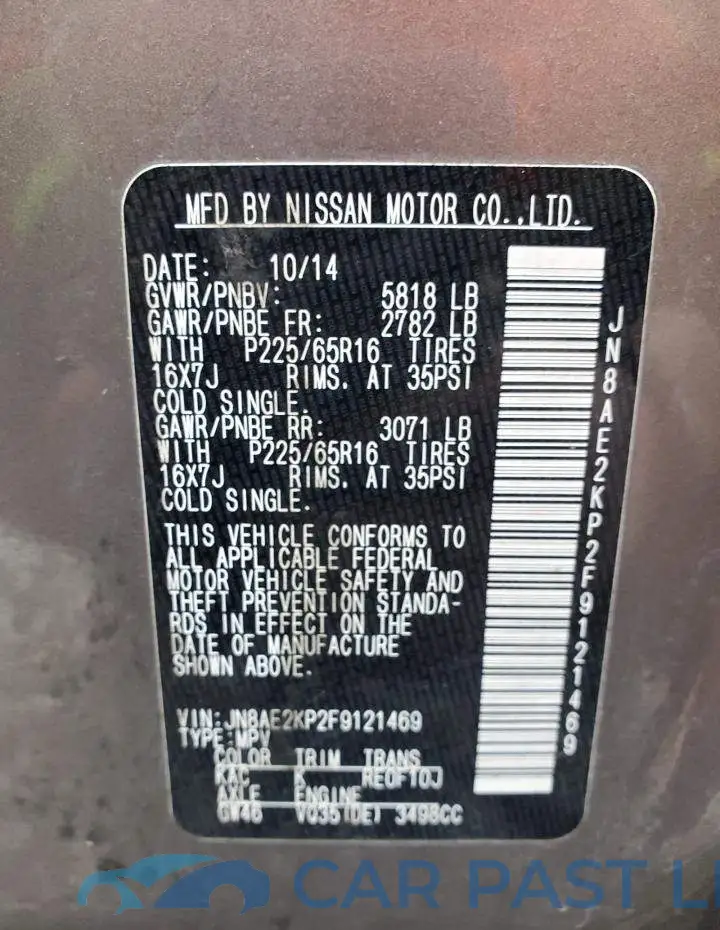 JN8AE2KP2F9121469# 14
