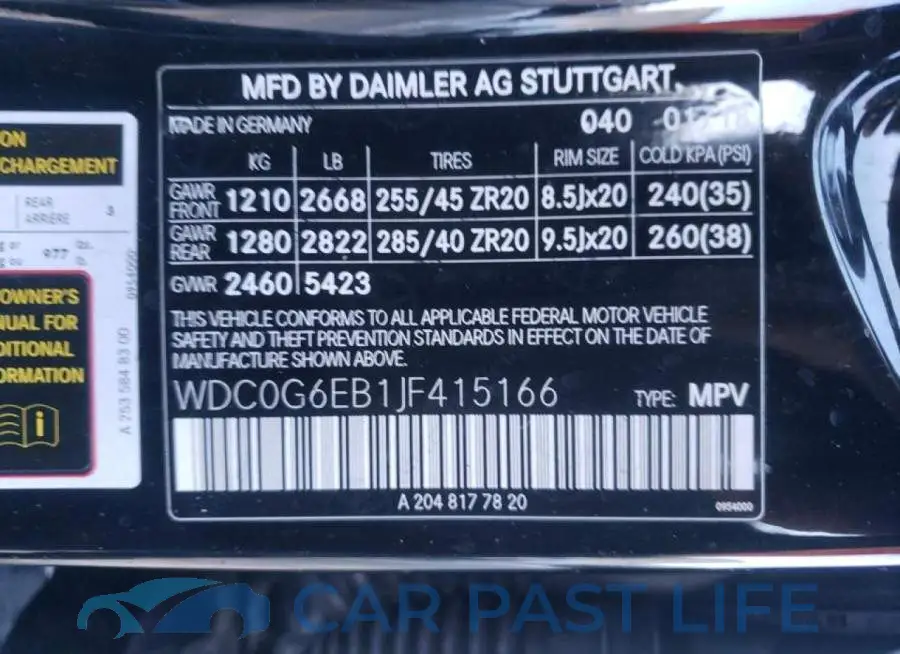 WDC0G6EB1JF415166# 10