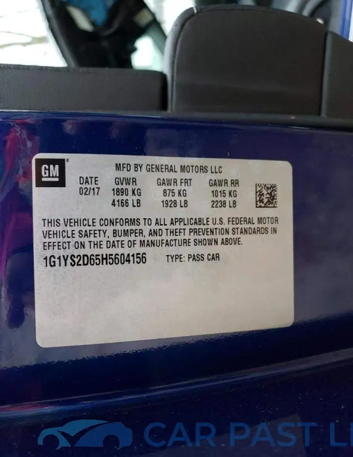 1G1YS2D65H5604156# 12