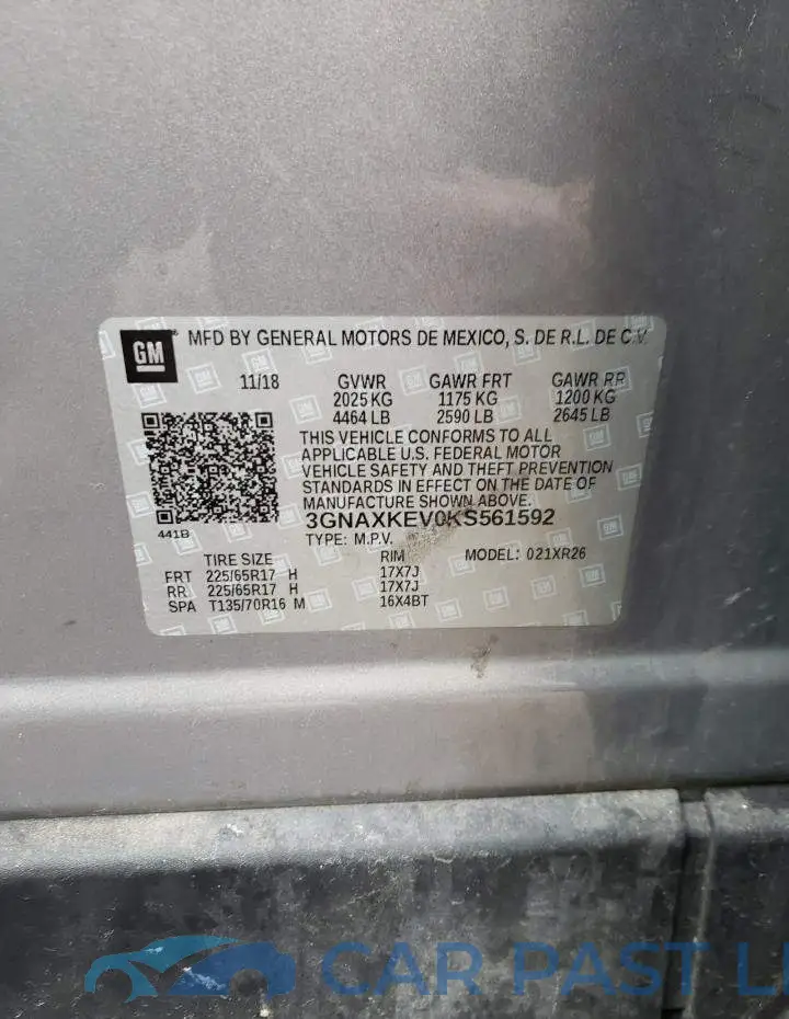 3GNAXKEV0KS561592# 13