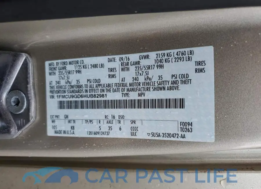 1FMCU9GD6HUB82981# 13
