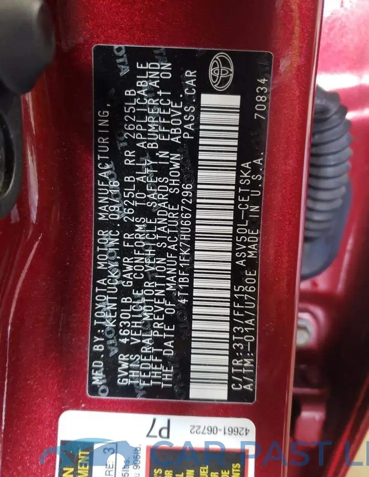 4T1BF1FK7HU667296# 13