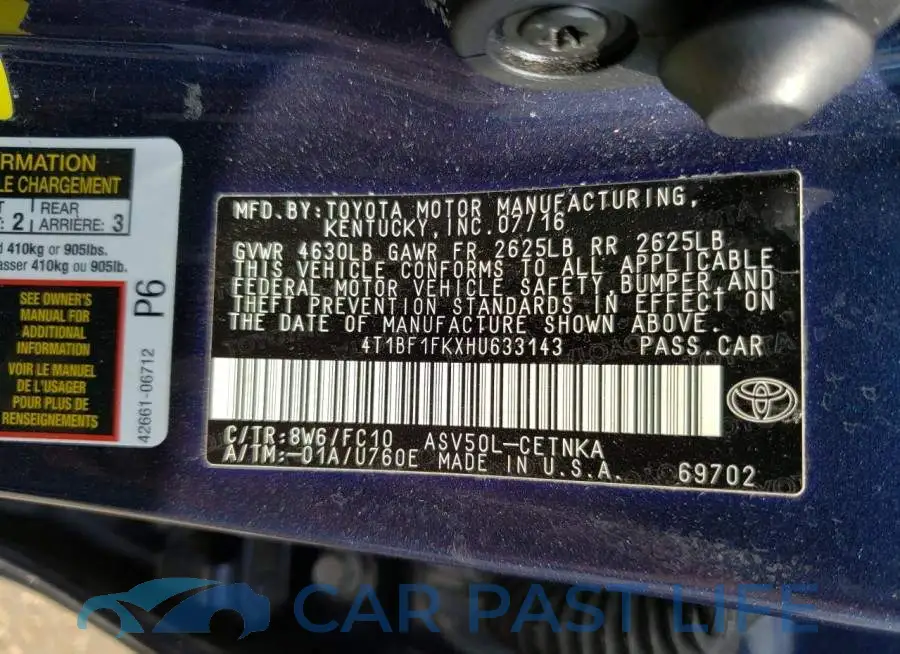 4T1BF1FKXHU633143# 12