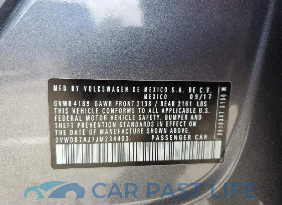 3VWDB7AJ7JM234403# 12