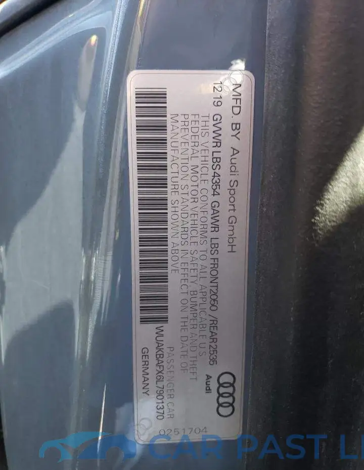 WUAKBAFX6L7901370# 12