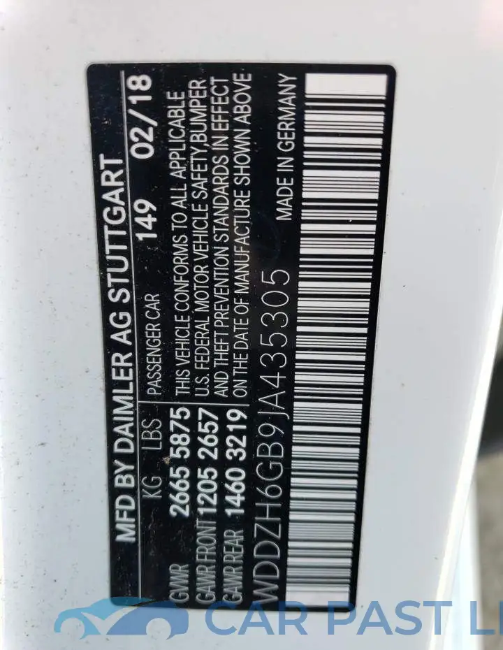 WDDZH6GB9JA435305# 12