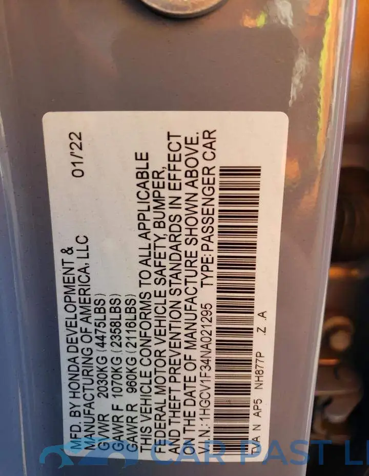 1HGCV1F34NA021295# 12