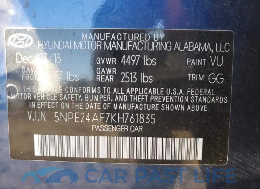 5NPE24AF7KH761835# 12