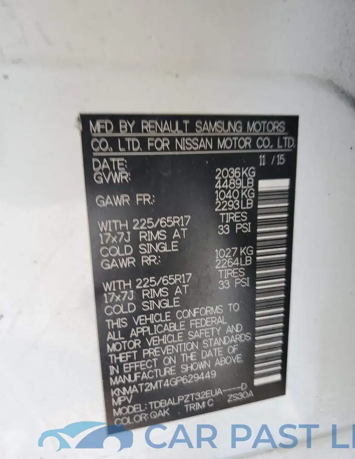KNMAT2MT4GP629449# 13