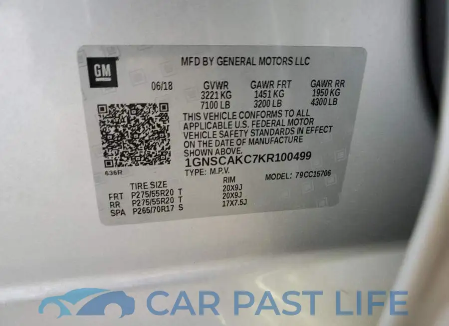 1GNSCAKC7KR100499# 13