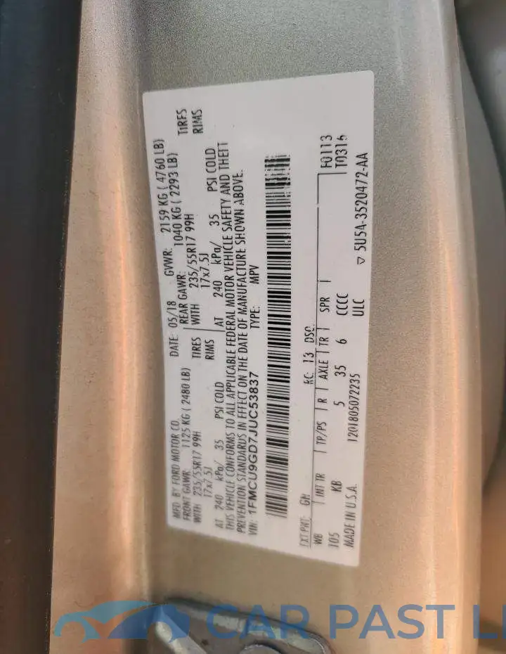 1FMCU9GD7JUC53837# 13