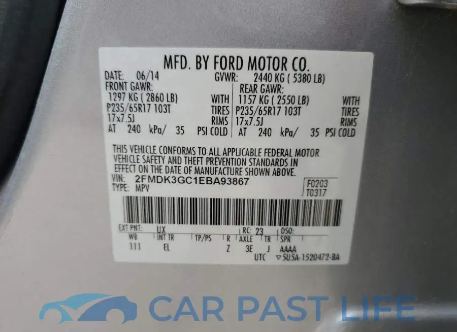 2FMDK3GC1EBA93867# 13