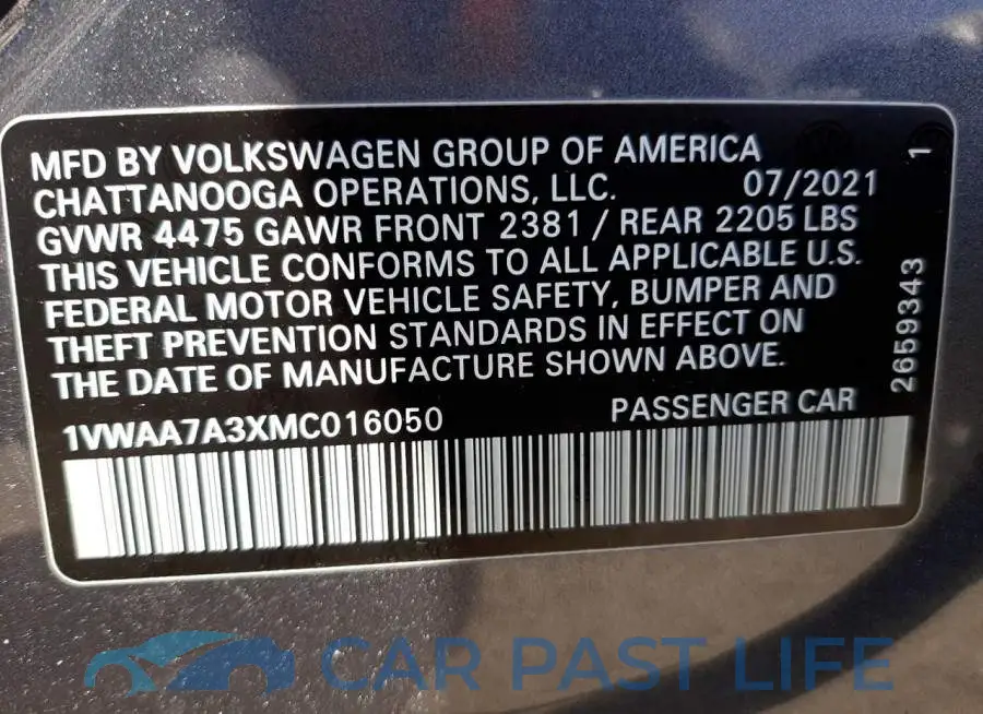 1VWAA7A3XMC016050# 12