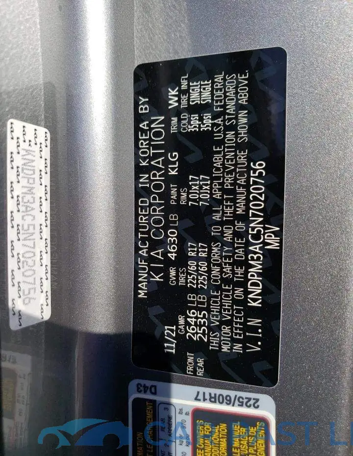 KNDPM3AC5N7020756# 12