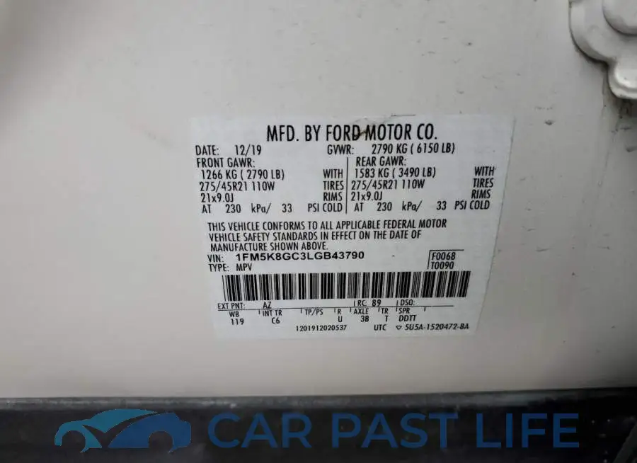 1FM5K8GC3LGB43790# 13