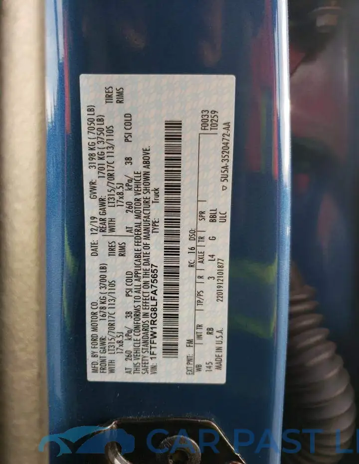 1FTFW1RG8LFA75657# 12