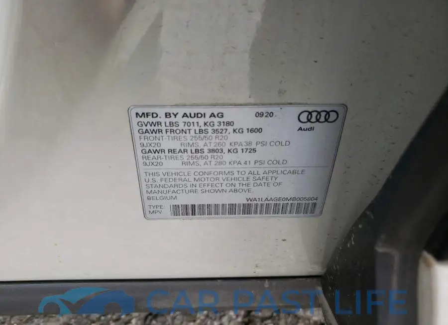 WA1LAAGE0MB005804# 13