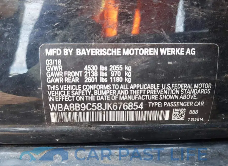 WBA8B9C58JK676854# 12