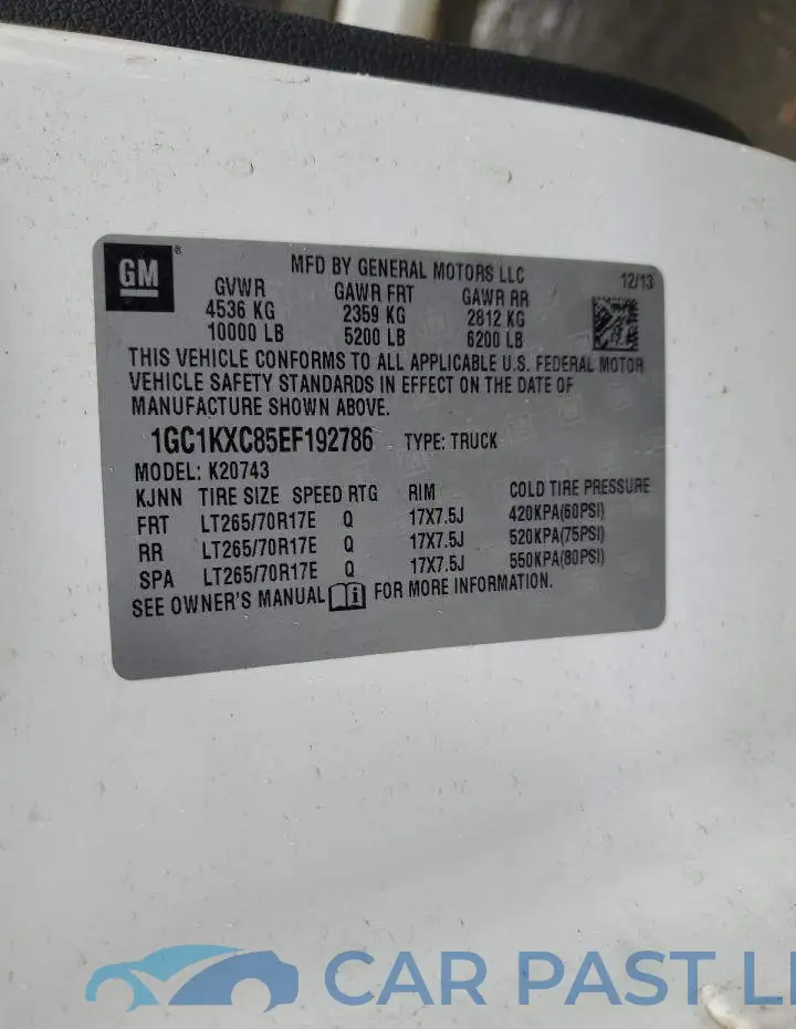 1GC1KXC85EF192786# 12
