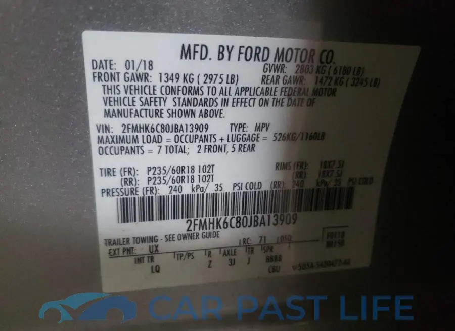 2FMHK6C80JBA13909# 13