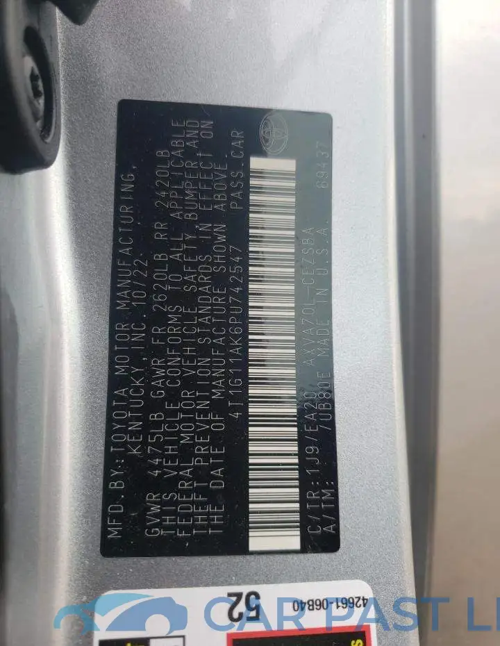 4T1G11AK6PU742547# 12