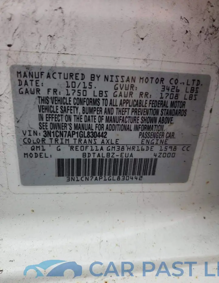 3N1CN7AP1GL830442# 13