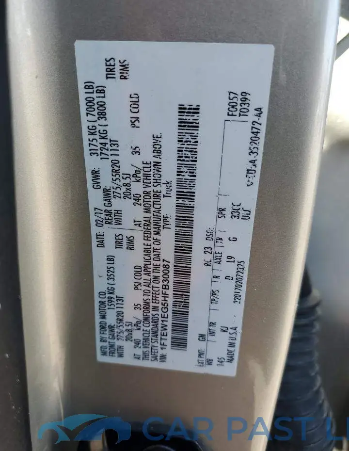 1FTEW1EG5HFB30087# 12