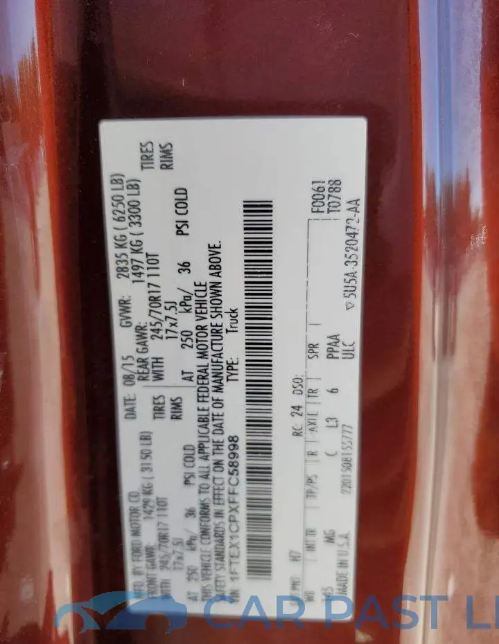 1FTEX1CPXFFC58998# 12