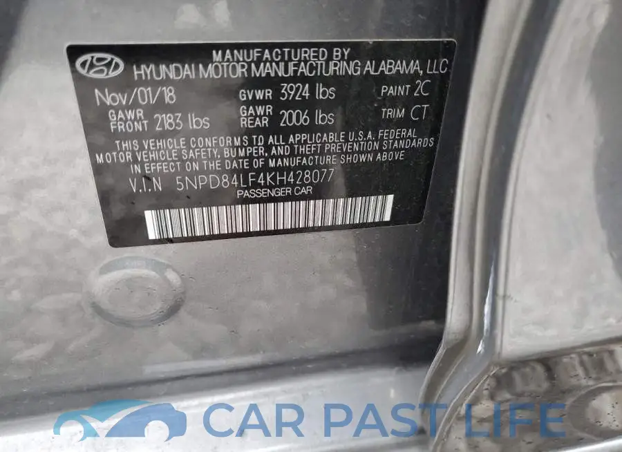 5NPD84LF4KH428077# 12
