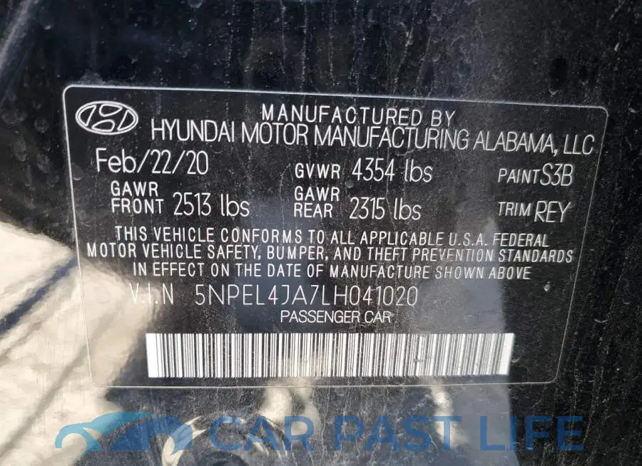 5NPEL4JA7LH041020# 12
