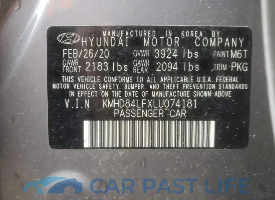 KMHD84LFXLU074181# 12