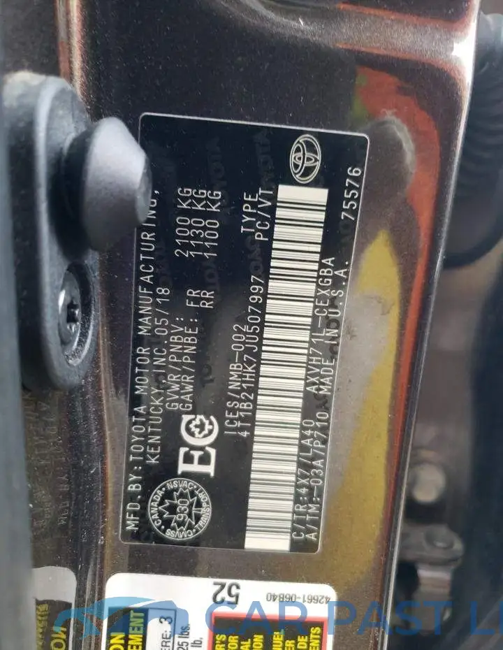 4T1B21HK7JU507997# 13