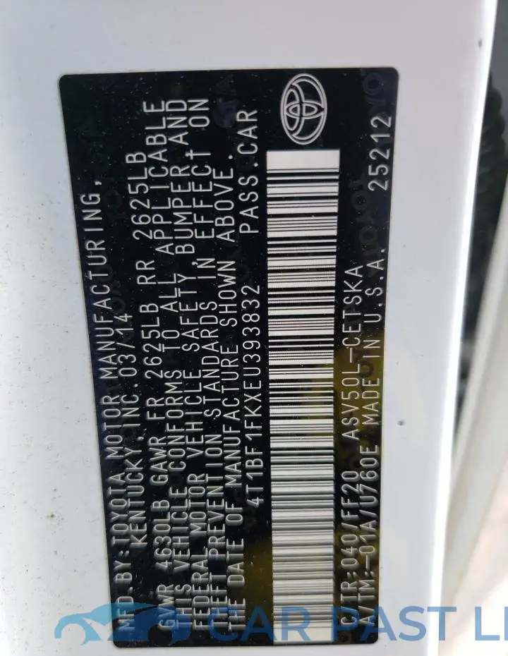 4T1BF1FKXEU393832# 13