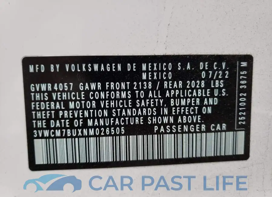 3VWCM7BUXNM026505# 12