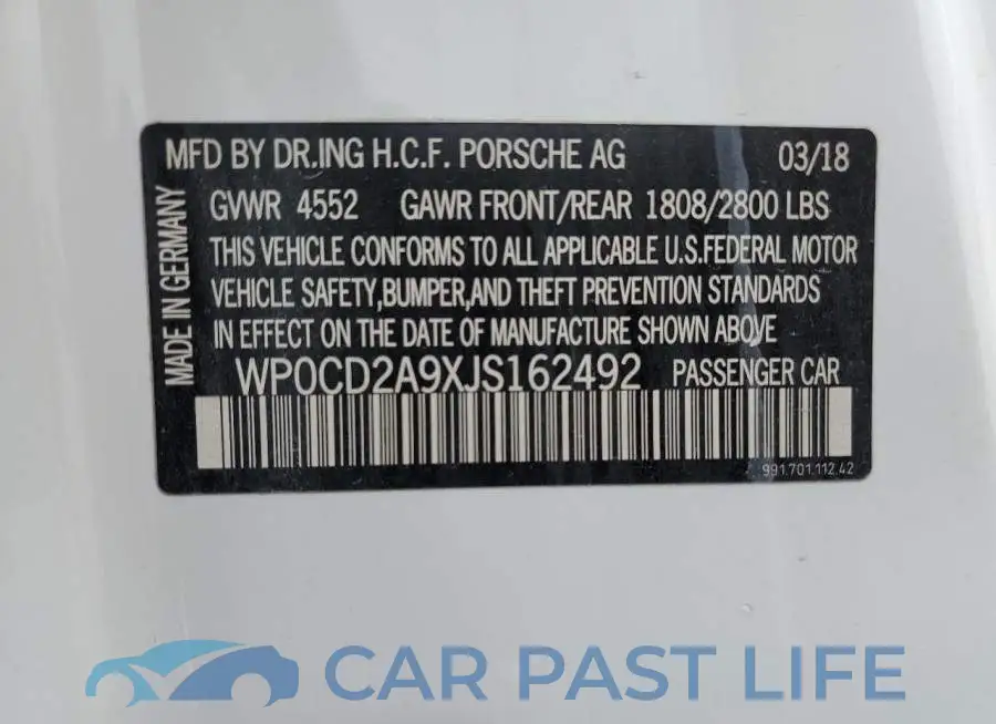 WP0CD2A9XJS162492# 12