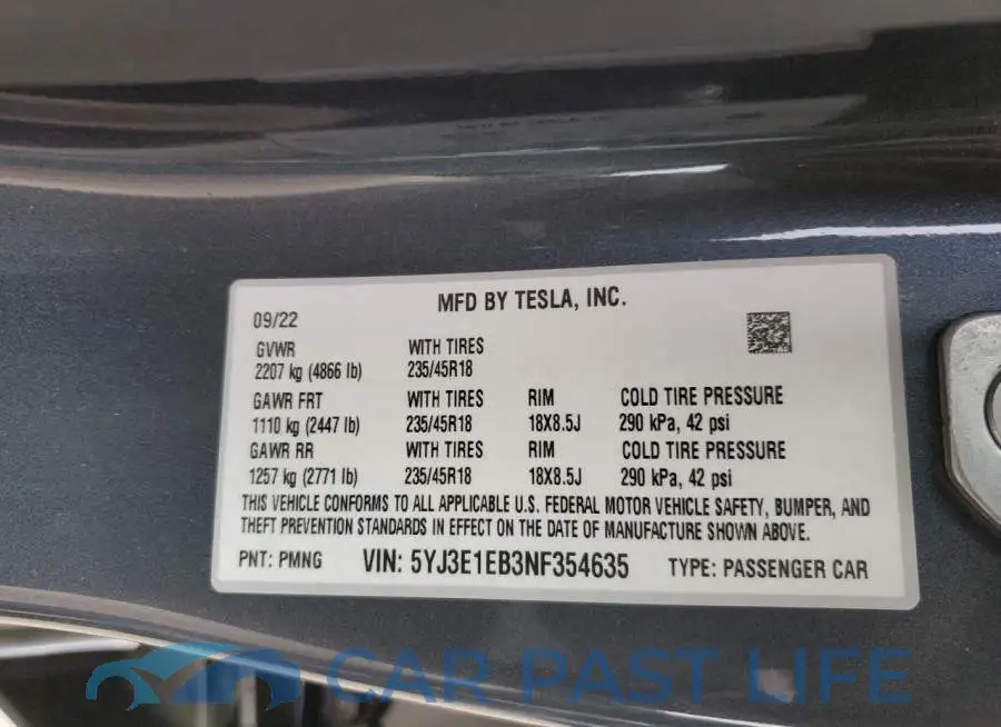 5YJ3E1EB3NF354635# 13