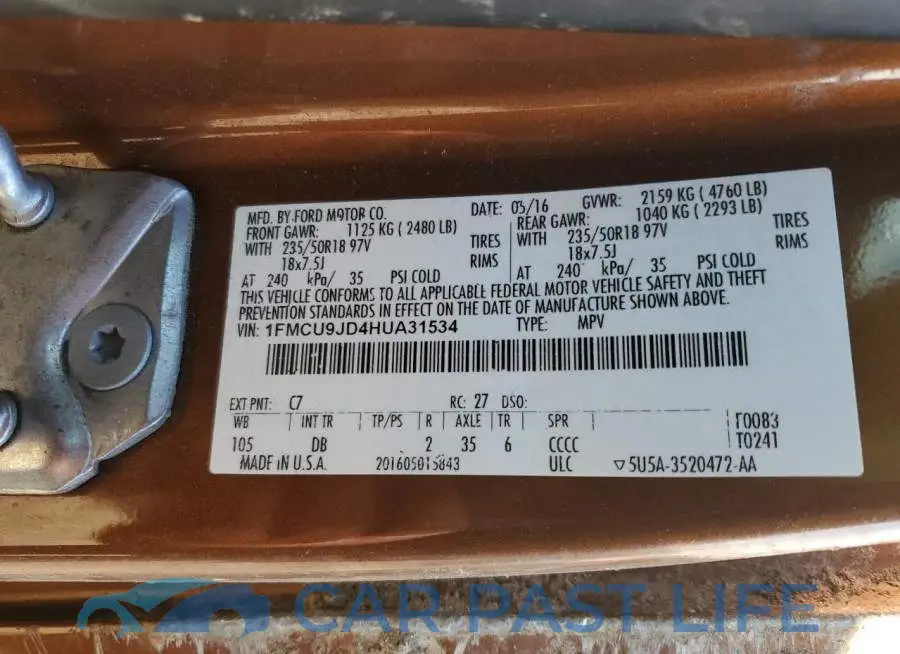1FMCU9JD4HUA31534# 13