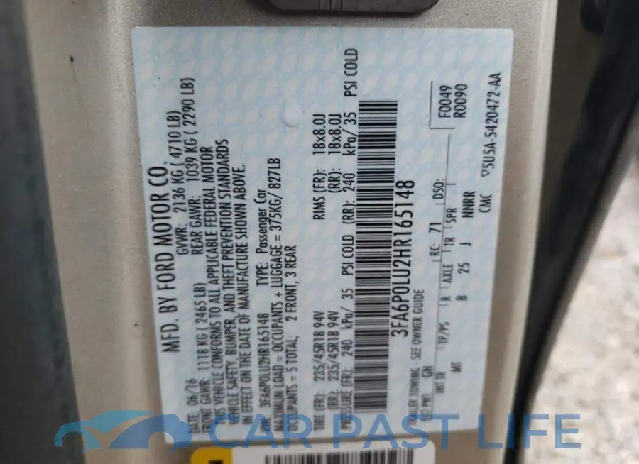3FA6P0LU2HR165148# 13