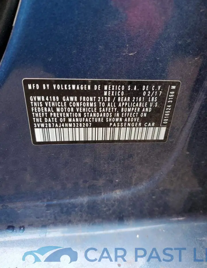 3VW2B7AJ4HM328207# 12