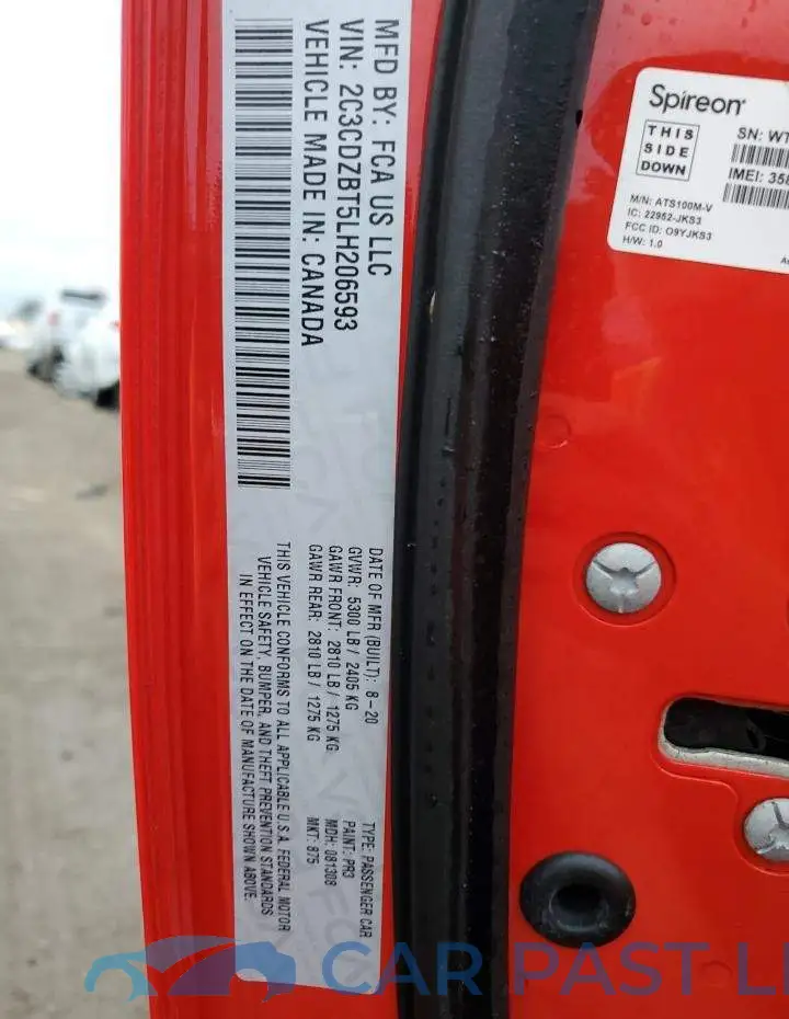 2C3CDZBT5LH206593# 12