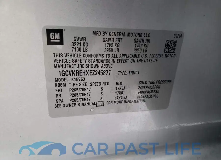 1GCVKREHXEZ245877# 12